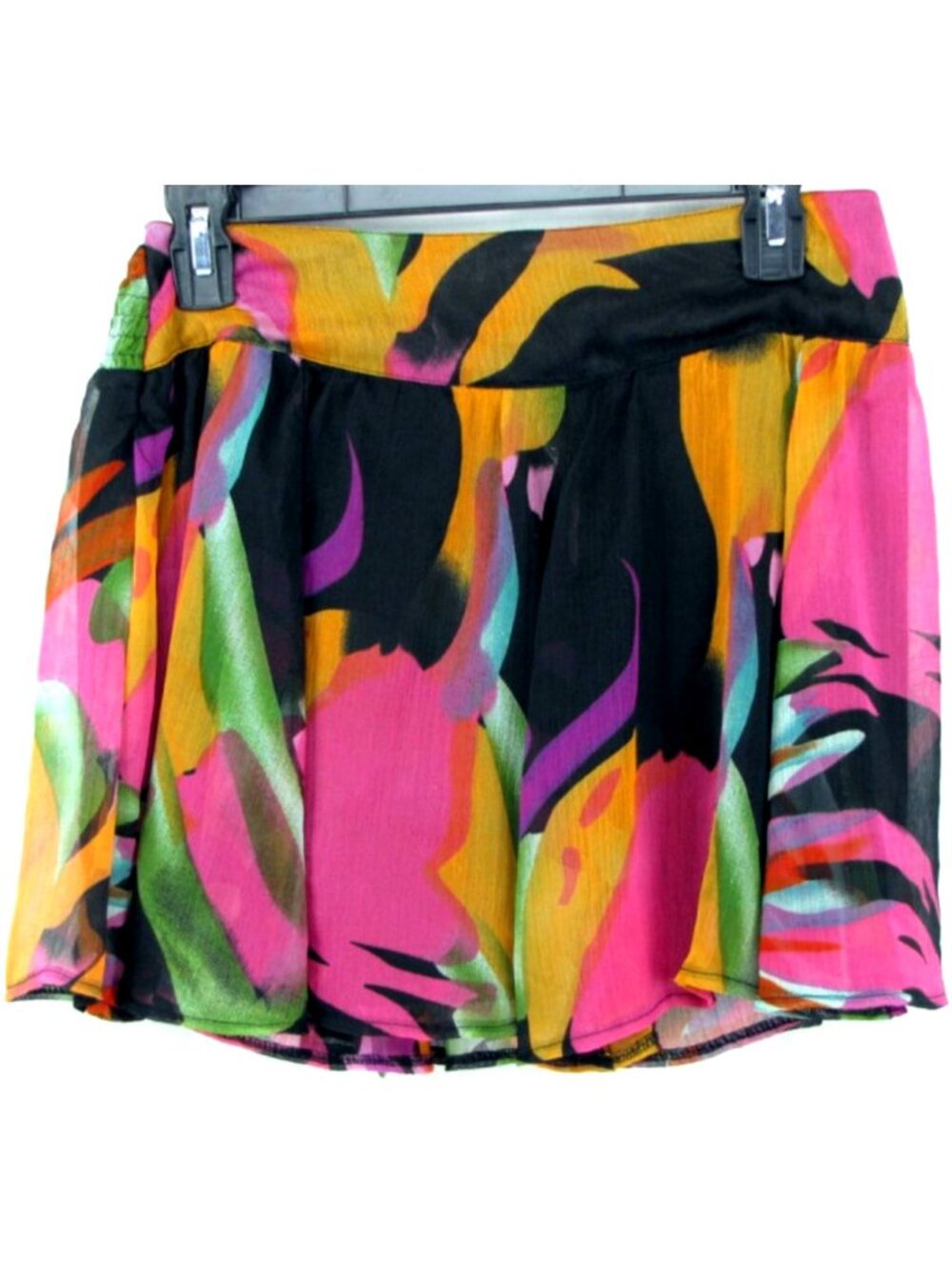 SALE! Colorful Abstract Sheer Pink Orange Short Mini Skirt